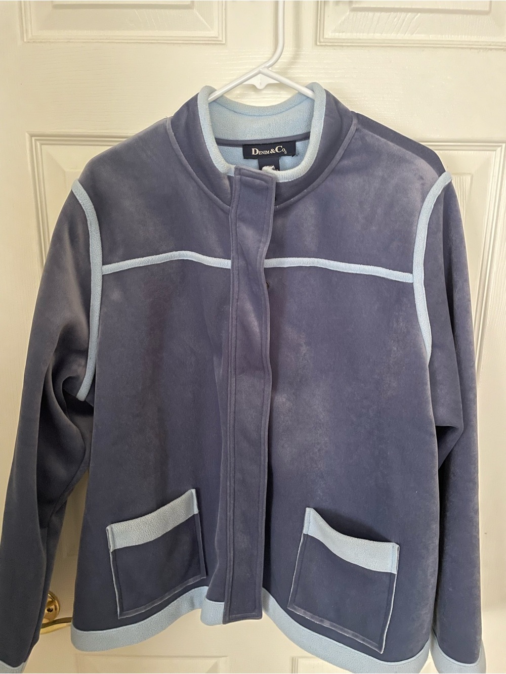 Denim&Co Two-Tone Blue Teddy Jacket
